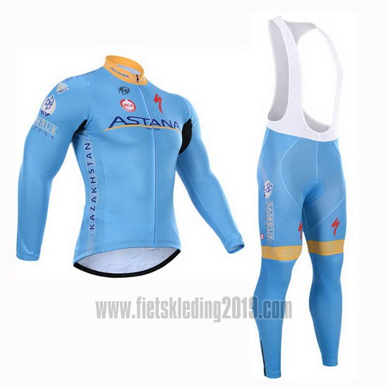 2015 Fietskleding Astana Lichtblauw Lange Mouwen en Koersbroek